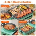 thumbnail image 2 of TeqHome 3 in 1 Electric Hot Pot with Grill 1600W Independent Temperature Control Smokeless Non-Stick Pot and Griddle for Korean BBQ Steaks Shabu Shabu and Noodles Fast Heating Green, 2 of 11