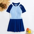 thumbnail image 4 of Robe de Maillot une Pièce pour Fille à Manches Courtes, Patchwork Uni, 9-16 Ans, Adolescente, Étudiante, Enfant, Maillot de Compétition, Tenue de Plage, 4 of 5