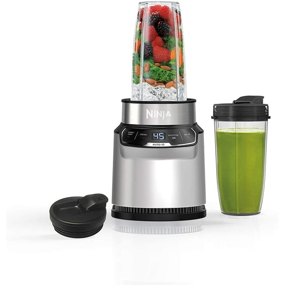 | Blender | Nutri Pro | Single Serve | For Smoothies, Salsa, Shakes and Frozen Drinks | Includes 2 Smoothie Cups & Lids | Crushes Ice, Fruit & Veggies |Silver | BN401