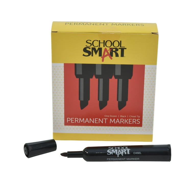 School Smart Permanent Marker, Black, Pack of 12