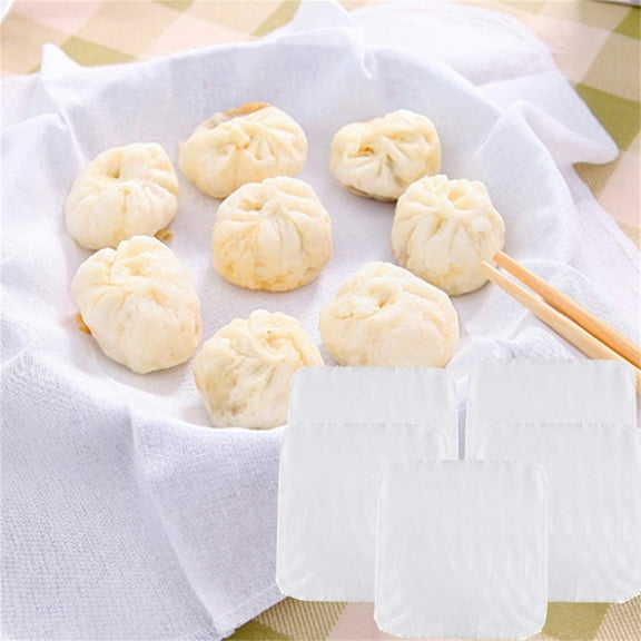 Tutuviw 5 Pcs Natural Cotton Bamboo Steamer Cloth Fabric,Steam Bun Steamers Rack Gauze Pad,Reusable Non-Stick Steamer Cloths for Chinese Dim Sum,Dumpling Steamer Gauze Mat Liners