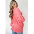 thumbnail image 3 of a.Jesdani Chic Pink Henley Top - Oversized Fit with Pockets - Long Sleeves, 3 of 8