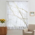 thumbnail image 3 of Marble White Sheer Curtains 72 Inches Long, Modern Abstract Art Golden Ink Painting Light Filering Curtains, Breathable Simi Curtain Privacy Drapes for Living Room Bedroom Window Treatment, 3 of 9