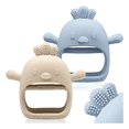 thumbnail image 1 of 2 Pcs Mordedor Silicona Para Bebés, mordedoras Bebe Y Juguete, Modelo C Malubero Azul y Beige, 1 of 5