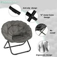 thumbnail image 4 of Folding Chair, Saucer Chair with Metal Frame, Comfy Moon Chairs for Bedroom, Living Rooms, Apartments, Camping, Lounging, Garden and Courtyard (Deep Grey), 4 of 6