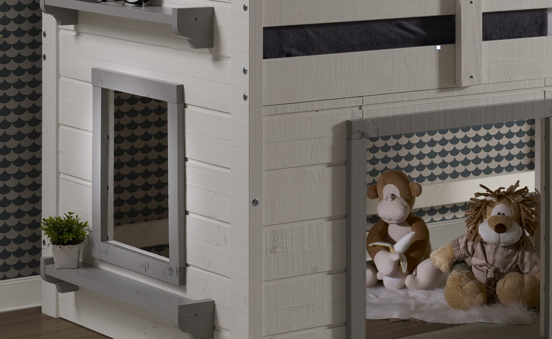 Donco Kids Sweet Dreams Low Loft, White & Grey