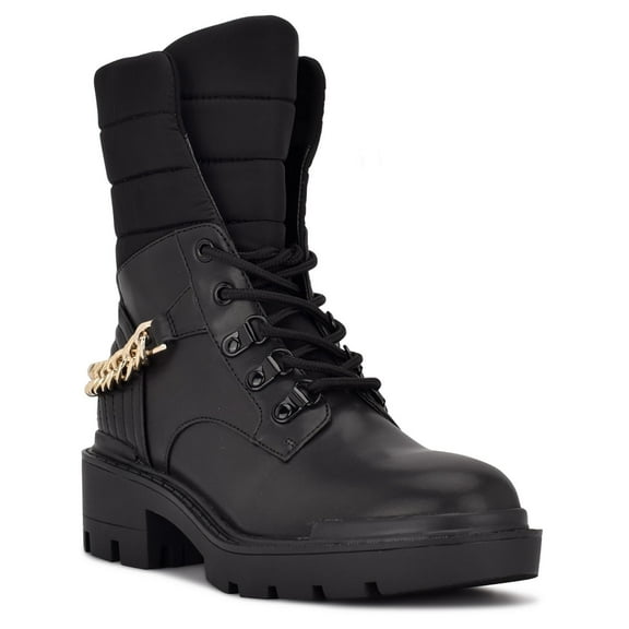 Nine West Womens Ihad Pull On Lug Sole Combat & Lace-up Boots