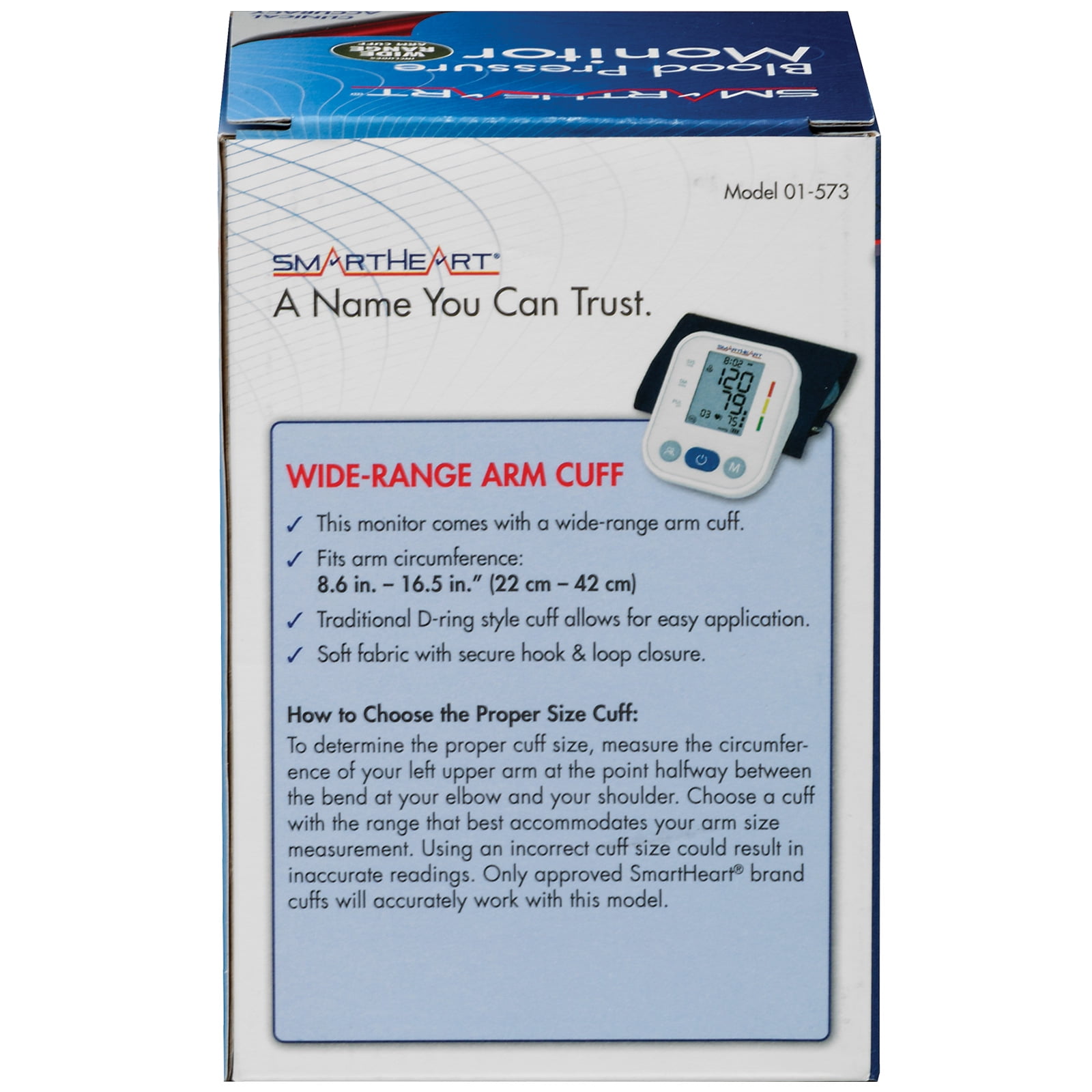 SmartHeart Blood Pressure Monitor | Wide Range Arm Cuff | 2-Person Memory | 198 Total Reading Storage | Excessive Movement Indicator | Easy to Use Automatic Inflation and Deflation