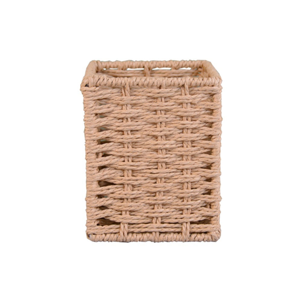 Rattan Desktop Storage Basket Wicker Makeup Brush Pen Holder Chopstick