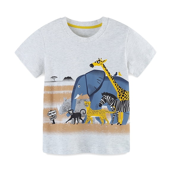 MXIEZI Boys Cotton T-Shirts Kids Summer Crewneck T-Shirts Top Toddler Short Sleeve Cotton Tees Top for Boys 2-8Y