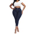 thumbnail image 7 of Gocolloa Womens Plus Size Capri Jeans Stretchy High Waisted Skinny Denim Capris Pants Dark Blue 16W, 7 of 7