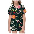 thumbnail image 4 of LUOGENLI Pamajas Girls Christmas Pajamas Size 8-9 Little Baby Girls Boys Pajamas Set Christmas Satin Silk Kids Short Sleeves Sleepwear 2 Piece Button down Classic Loungewear Shorts Green 6-7 Years, 4 of 4