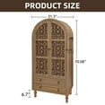 thumbnail image 3 of LLUMAMIN 70" Tall Arched Pantry Cabinet, Arch Hollow Kitchen Pantry Storage Cabinet with 2 Drawers and Hanging Rod for Dining Room, Living Room, Kitchen, Walnut, 3 of 11