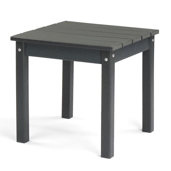 Ktaxon 17.7x17.7in Square HDPE Outdoor Side Table, Weather-Resistant Patio End Table for Indoor Outdoor Use, Dark Grey