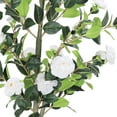thumbnail image 4 of 6ft Artificial Camellia Tree, Potted Fake Plants with White Camellia Flowers, Fake Tree with Fake Greenery Leaves for Home Decor Indoor & Outdoor, 4 of 7