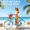 thumbnail image 6 of ICEELF 24'' Women's Beach Cruiser Bike, 7-Speed Commuter Bicycle with Rattan Basket, Rack, High-Carbon Steel Frame, Dual Disc Brakes, Step-Through, Blue, 6 of 8