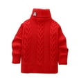 thumbnail image 2 of ATOGUTA Cute Sweaters for Teen Boys Girls Turtleneck Long Sleeve Cable Knit Sweater Chunky Pullover Jumper Fall Winter Red, Size 3T-9, 2 of 5