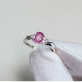 thumbnail image 2 of pink sapphire ring, oval cut pink sapphire ring, 925 sterling silver ring, pink sapphire engagement ring, lab grown pink sapphire ring, 2 of 3