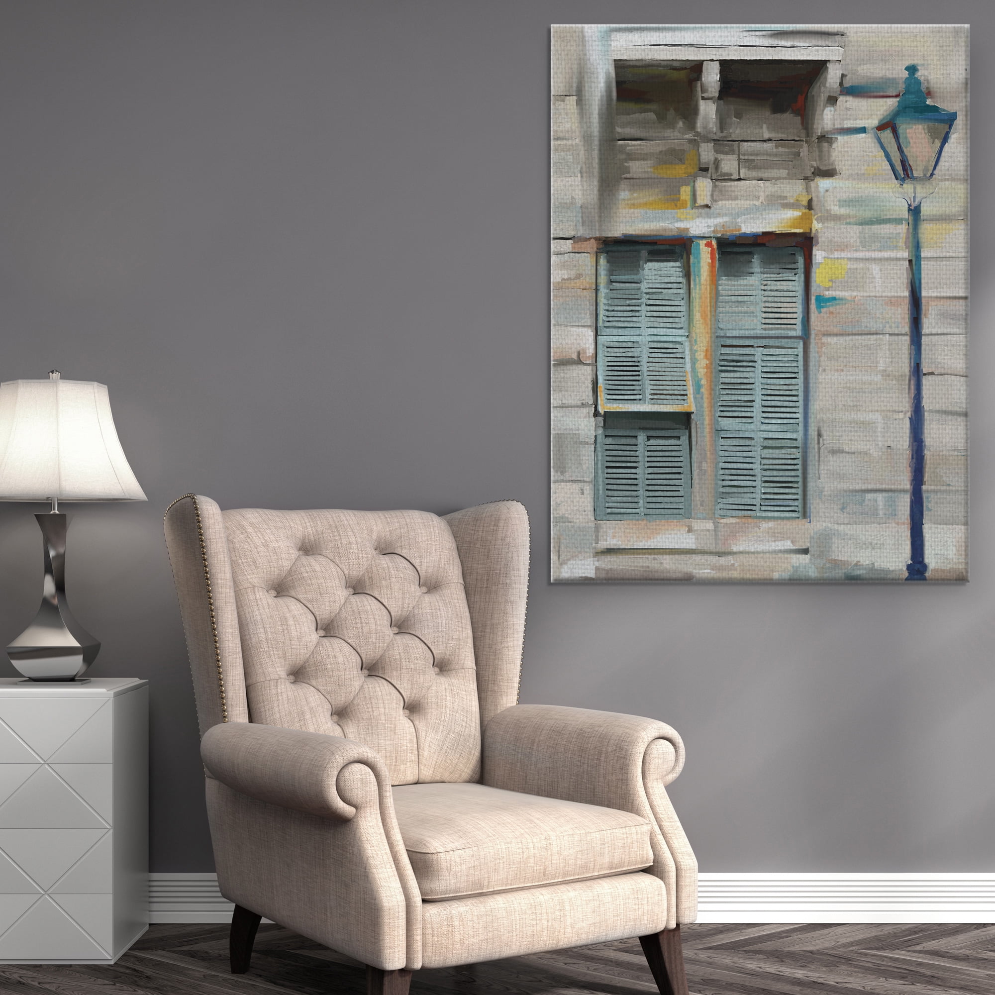 Masterpiece Art Gallery Bridgetown Window & Streetlamp by Studio Arts Canvas Art Print 30" x 40"