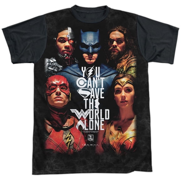 Justice League Movie Save The World Poster Unisex Adult Halloween Costume Sublimated T Shirt