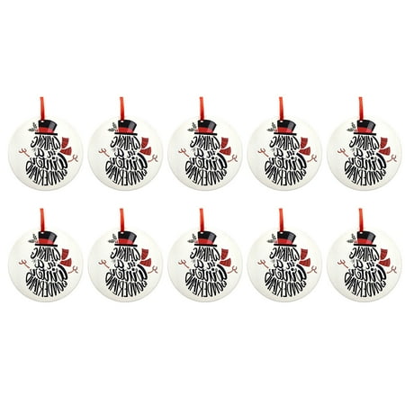 

Small Decorative Birds for outside 70mm White Painted Christmas Disc DIY Christmas Decoration Wooden Round Pendant With Red Rope