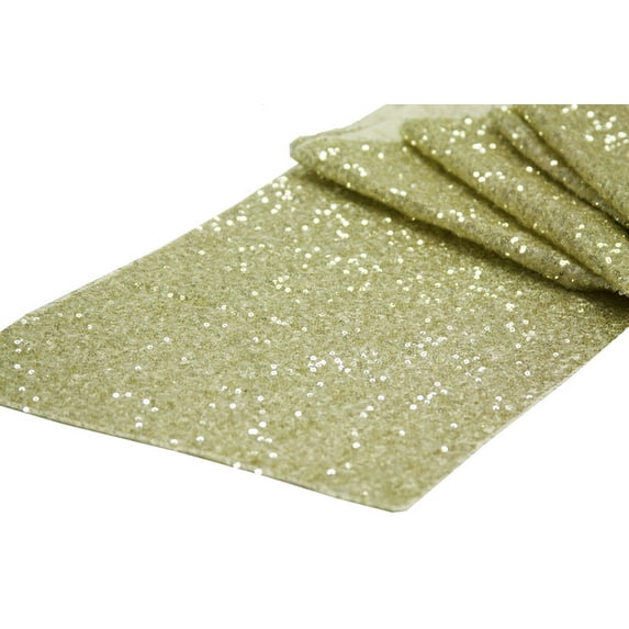 Glitz Sequin Table Runner Sequin all over on Taffeta base Approx. 12"x108" - Ivory, 1 Piece