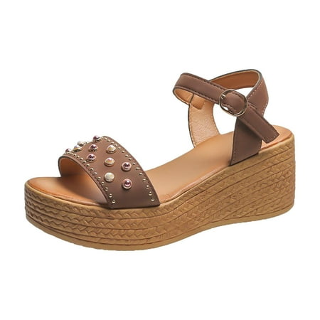 

YanHoo Women Flat Sandals Cute Boho Sandals 2023 Travel Slide Sandals Wedding Dresssy Low Wedge Sandals Summer Beach Oceanside Holiday Sandals