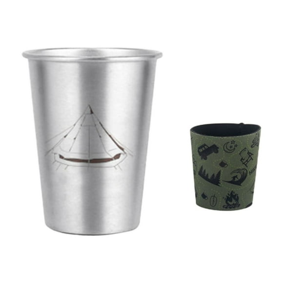 2025 Camping Essentials: 304 Stainless Steel Camping Cup with Outdoor-Themed Designs - Rust-Proof Lightweight Drinkware for Camping/Hiking/BBQs/Beach, 350ML, White