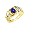 thumbnail image 3 of RYLOS Men's Rings 14K Yellow Gold Rings Designer Weave Band 7X5MM Oval Gemstone & Diamond Ring Lapis September Birthstone Rings For Men, Size 9, 3 of 7