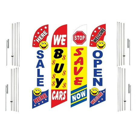 4 Swooper Flags With 4 Pole Kits Sale Here We Buy Cars Save Now Welcome Open