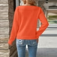 thumbnail image 6 of Duoif Women's Sweaters Women's Fall Solid Color Sweater - Puff Sleeve Knitted Jumper Sweaters for Women Orange S, 6 of 6