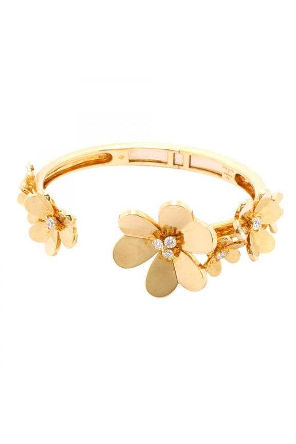 Pre-Owned Van Cleef & Arpels Frivole 7 Flower Bangle, 9PD, 18K Yellow Gold, Diamond, Ladies'...