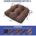 thumbnail image 2 of Chair Cushions for Dining Chairs Set of 4, Kitchen Chair Cushions, Chair Pads with Ties and Non Slip Backing, Tufted Memory Foam Seat Cushion 4 Pack, 15.5" x 15.5" x 4", Brown, 2 of 14
