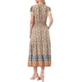 thumbnail image 3 of INSPIRE CHIC Women's Boho Dresses V Neck Cap Sleeve Smocked A-Line Floral Tiered Flowy Maxi Dresses M Beige, 3 of 6