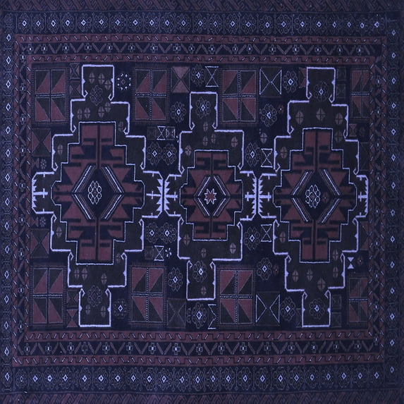 Ahgly Company Indoor Square Persian Blue Traditional Area Rugs, 3' Square