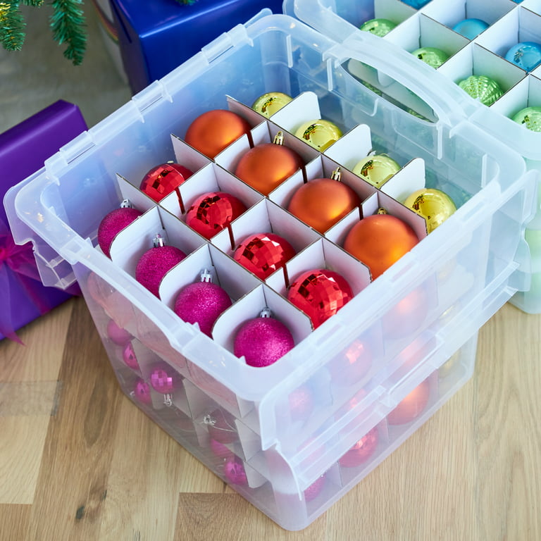 Ayieyill Premium Large Christmas Ornament Storage Box, Christmas Ornament  Organizer, with Side Open, Drawer Style Trays - Keeps 72 Holiday Ornaments