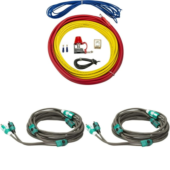 Kicker 47KMPK8 Marine 8awg Amp Power Kit & (2) 47KMI3 3 Meter RCA Cable