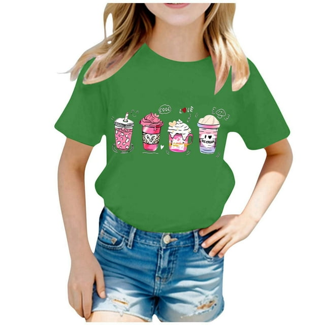 TZEWGL T-Shirts pour Enfants Imprimés Col Rond Manches Courtes Vêtements d'Été Amples pour Enfants Taille 2-4T