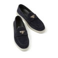 thumbnail image 4 of Prada Enamel Triangle-Logo Suede And Leather Loafers Black (Women's), 4 of 6