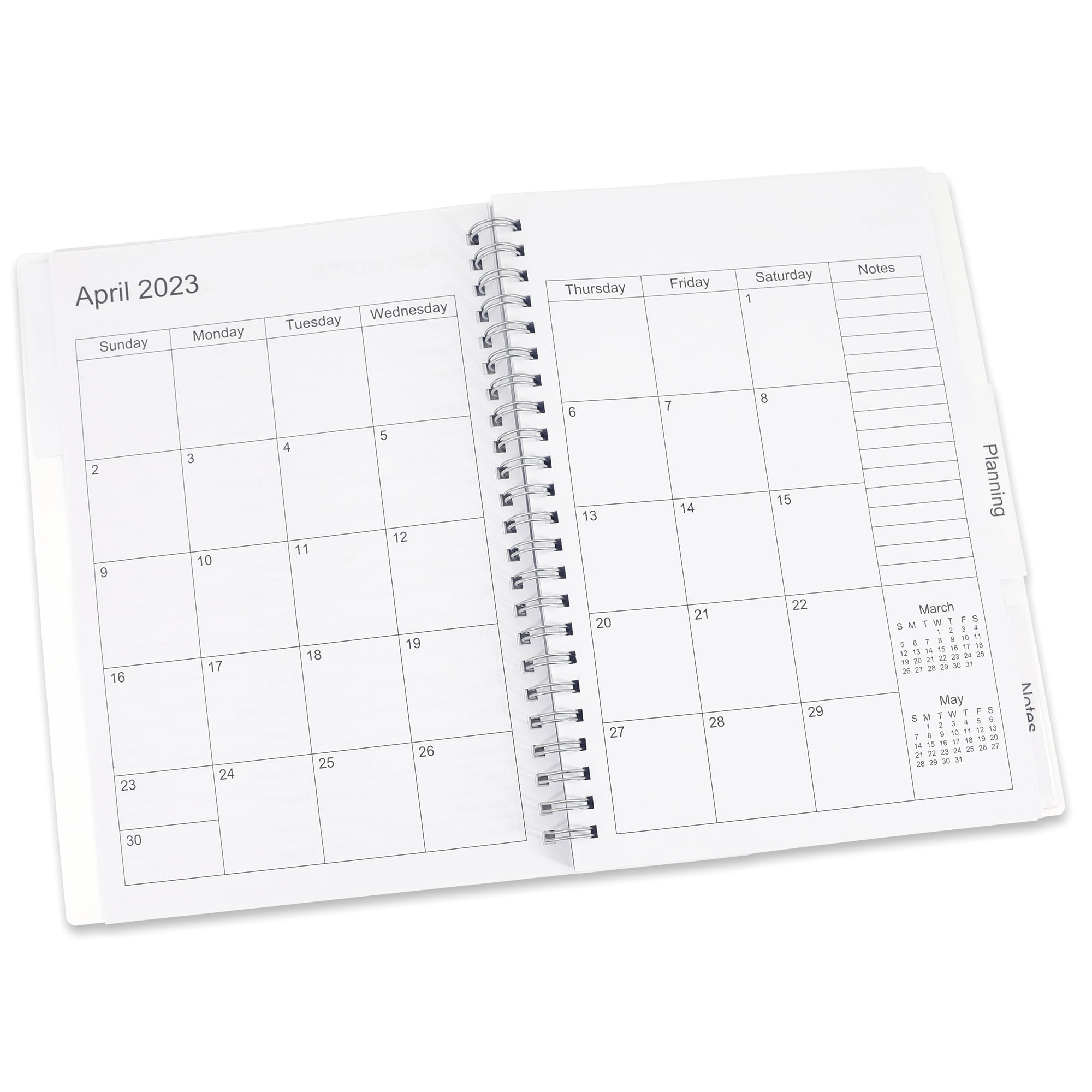 Pen + Gear Monthly Weekly Planner, Blue & Cream Checkered Poly Cover, Medium, Twin Wire Bound