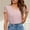Pink, variant on Idoravan Women's Plus Size Tops Fashion Womens Casual Solid Color V Neck Lace ing Short Sleevet Tops Loose Blouses