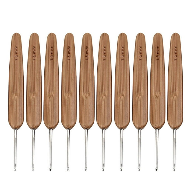 Bewildely 10 Uds ganchos de ganchillo mango de bambú alúmina ganchos de ganchillo juego de agujas de tejer 2,5-6mm ganchillo para tejer herramienta de Decoración del hogar 1 cabeza 1.5mm Bewildely HA006418-05