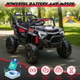 thumbnail image 4 of iRerts 24V Ride on UTV, Powered Ride on Cars with Remote Control, Bluetooth, Music Player, 4 Wheels Suspension, LED Lights, Ride on Toys Electric Vehicles Cars for Kids Boys Girls Gifts, Black, 4 of 9