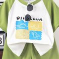 thumbnail image 4 of TOWED22 Toddler Boys Clothing 2Pcs Set Short Sleeve Crewneck T Shirt Elastic Waist Cartoon Print Shorts for Summer(Green,3-4 Y), 4 of 4