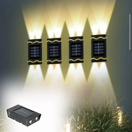 

Solar Wall Light UP and Down Illuminate Outdoor Sunlight Lamp IP65 Waterproof Modern Decor for Home Garden Porch Black