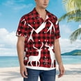 thumbnail image 6 of Uemuo Christmas Buffalo Plaid Printed Regular Fit Short Sleeve Casual Hawaiian Shirt for Men,Aloha shirt,Tropical shirt,Floral print shirt,Vacation Beach shirt-Small, 6 of 9