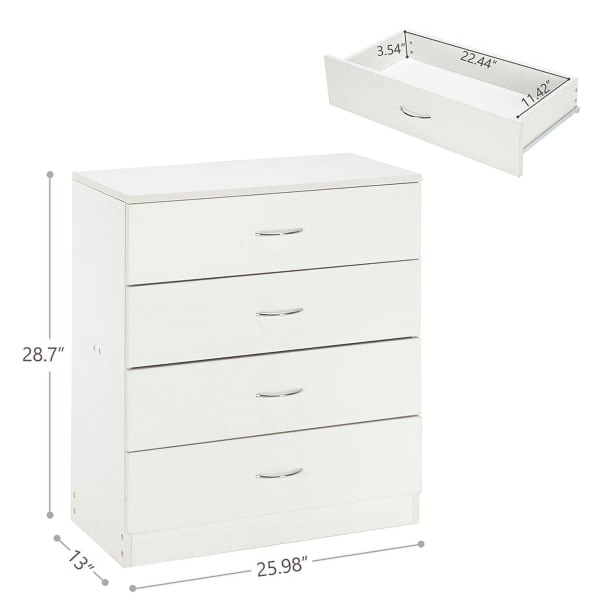 YDLW 4 Drawer Dresser for Bedroom, White Wooden Chest of Drawers, Modern 4 Drawer Chest Storage Dresser for Closet, Living Room, Hallway