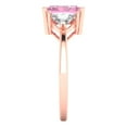 thumbnail image 3 of 2.82 ctw 3 Stone Anniversary Ring for Women | Emerald Cut Simulated Pink Diamond | Hyperallergenic Solid 14K Rose Gold, 3 of 5