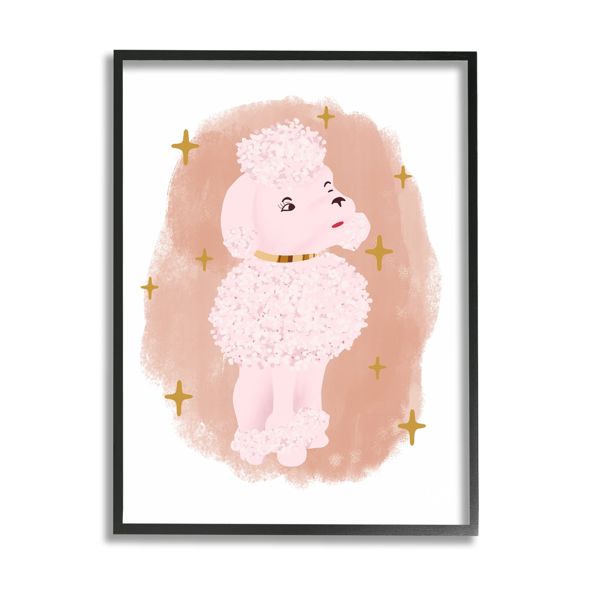 Stupell Industries Posh Pink Poodle Glam Stars Fluffy Pet Dog, 16 x 20, Design by Jen Bucheli