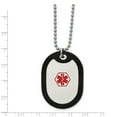thumbnail image 2 of Primal Steel Stainless Steel Polished with Red Enamel and Black Rubber Medical 24-inch Necklace, 2 of 6
